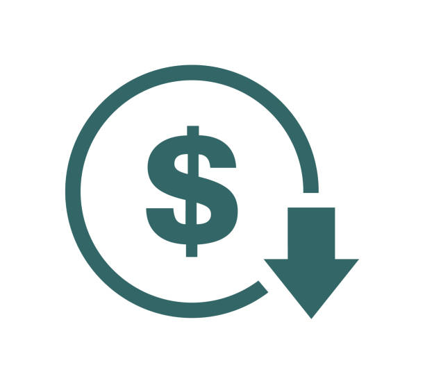 cost reduction decrease icon. vector symbol image isolated on background .
